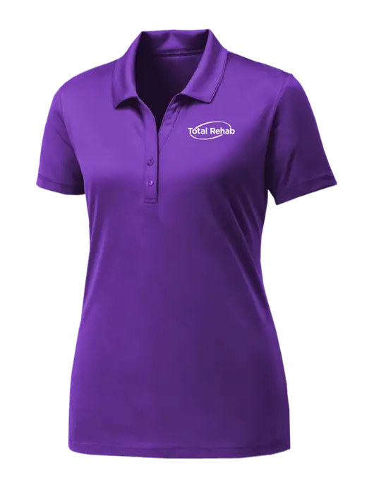 Womens Purple PosiCharge Competitor Polo w/Total Rehab Logo