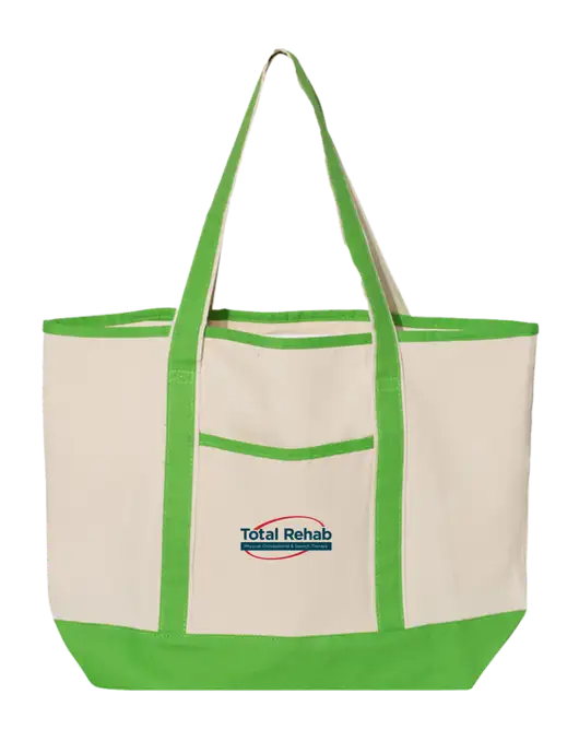 Natural/Light Kelly Large Canvas Deluxe Tote w/Total Rehab Logo