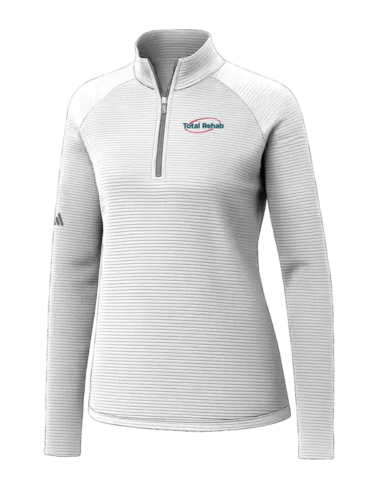 Adidas Womens White Spacer Quarter-Zip Pullover  w/Total Rehab Logo