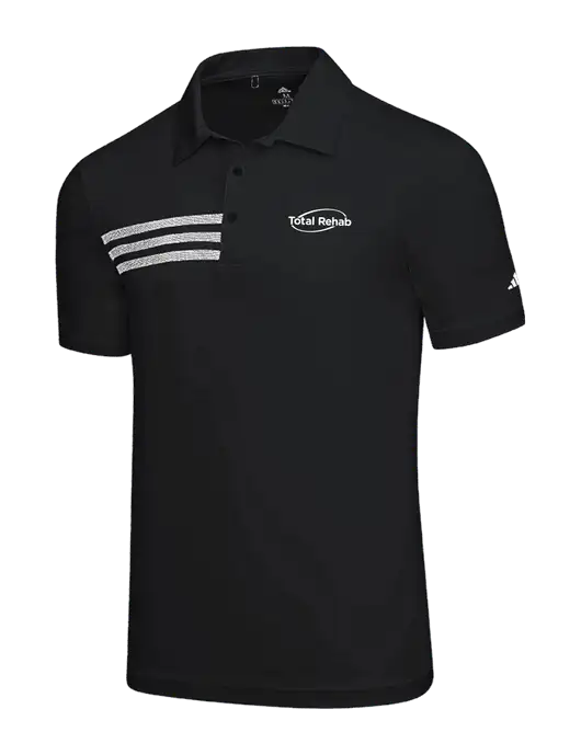 Adidas Black 3 Stripes Chest Polo w/Total Rehab Logo