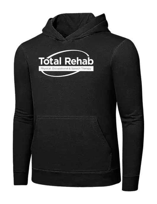 Jet Black 7.8 oz Ring Spun Hooded Sweatshirt w/Total Rehab Logo