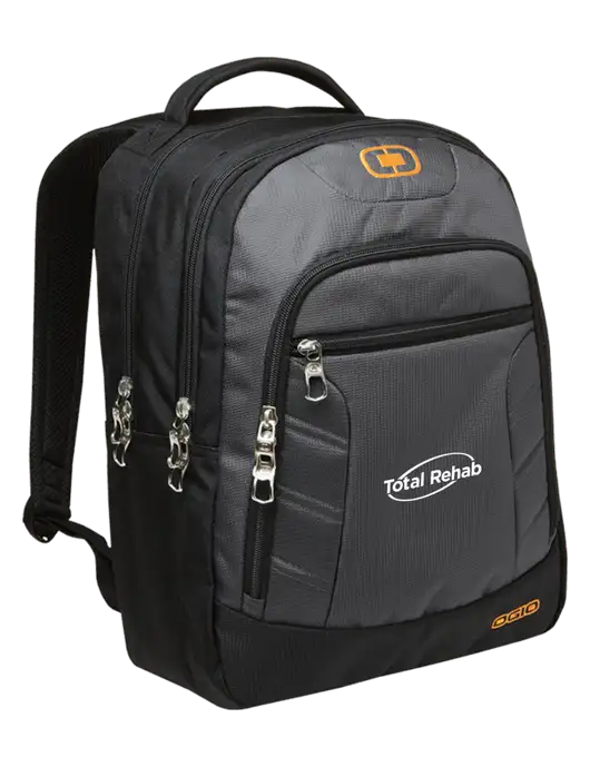 OGIO Dark Grey/Orange Colton Laptop Backpack
 w/Total Rehab Logo