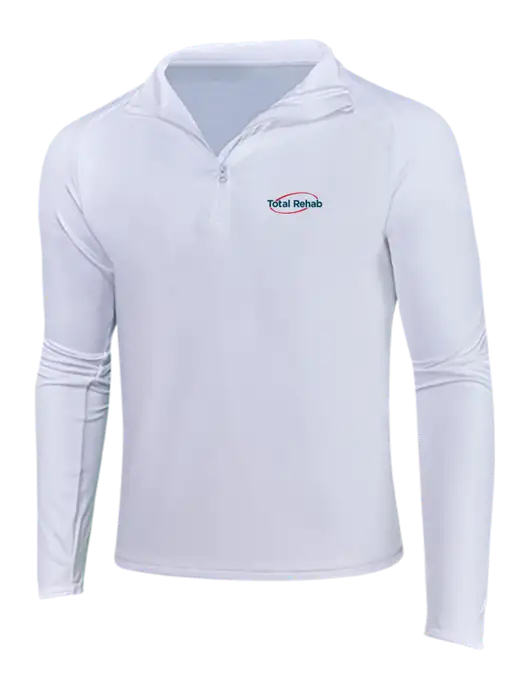 White Sport Wick Stretch 1/4 Zip Pullover w/Total Rehab Logo