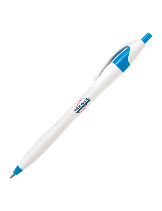 Novella Sapphire Blue/White Splash Pen - Blue Ink w/Total Rehab Logo