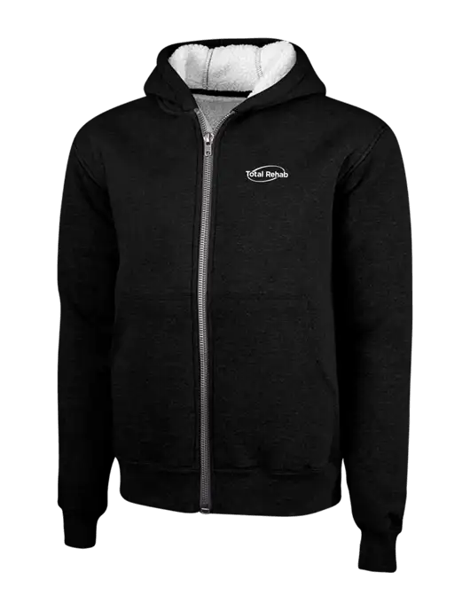 Cornerstone Black Heavyweight Sherpa Lined Hooded Fleece Jacket w/Total Rehab Logo