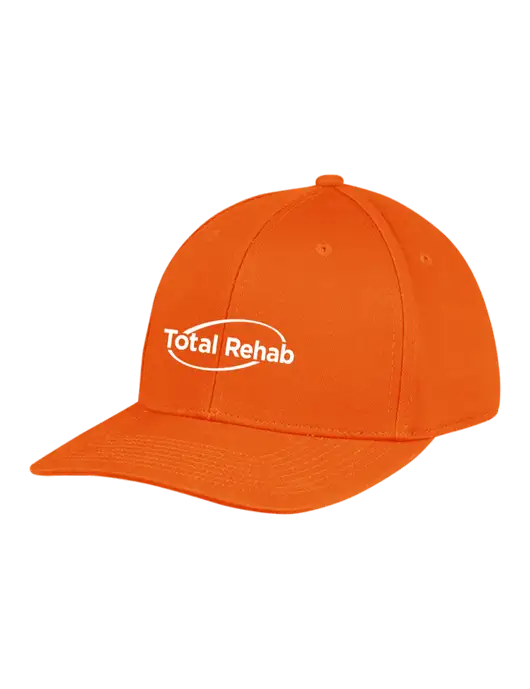 Premium Modern Structured Twill Orange Snapback Cap w/Total Rehab Logo