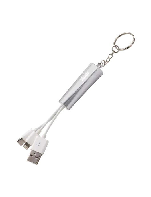 Silver Light-Up Charging Cable with Key Ring w/Total Rehab Logo