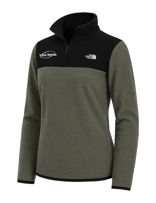 The North Face Womens Dark Olive/Black Glacier 1/4-Zip Fleece w/Total Rehab Logo