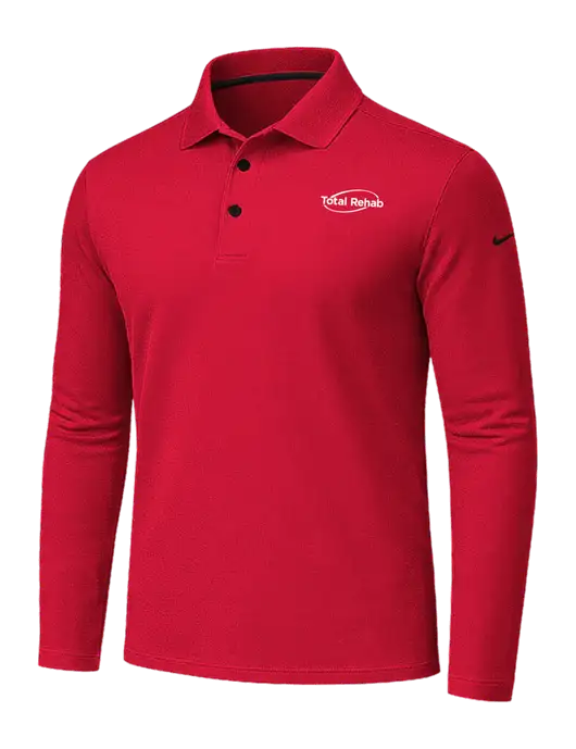 Nike Red Dri-FIT Micro Pique 2.0 Long Sleeve Polo w/Total Rehab Logo
