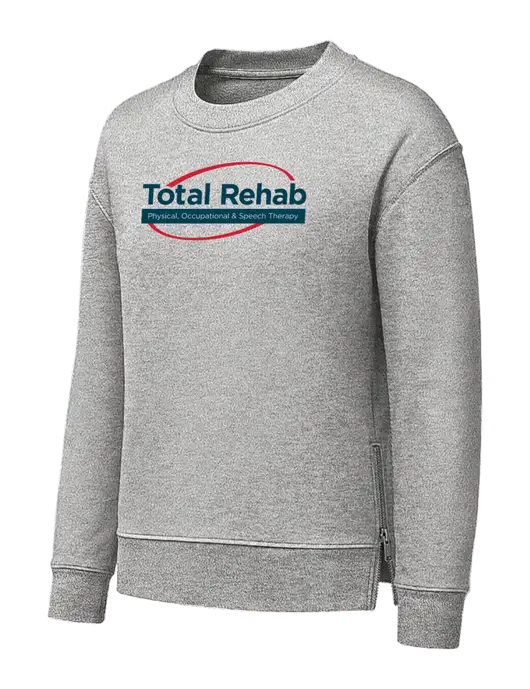 Womens Medium Grey Heather Dual Side Zippers Crewneck w/Total Rehab Logo