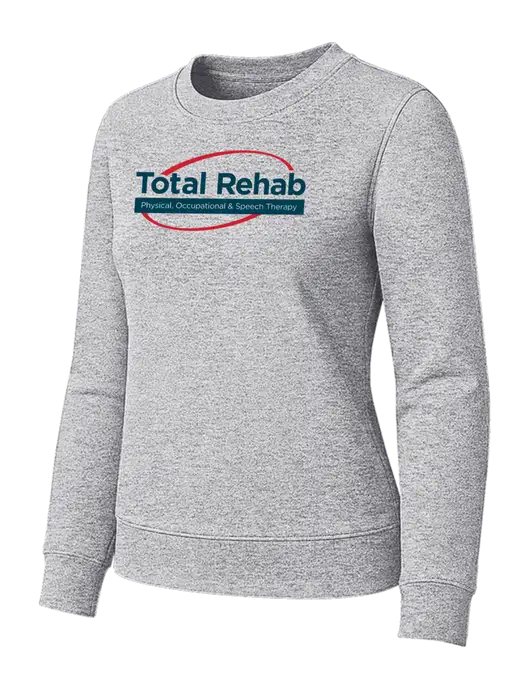 Womens Light Grey Heather Loft Crewneck Sweatshirt w/Total Rehab Logo