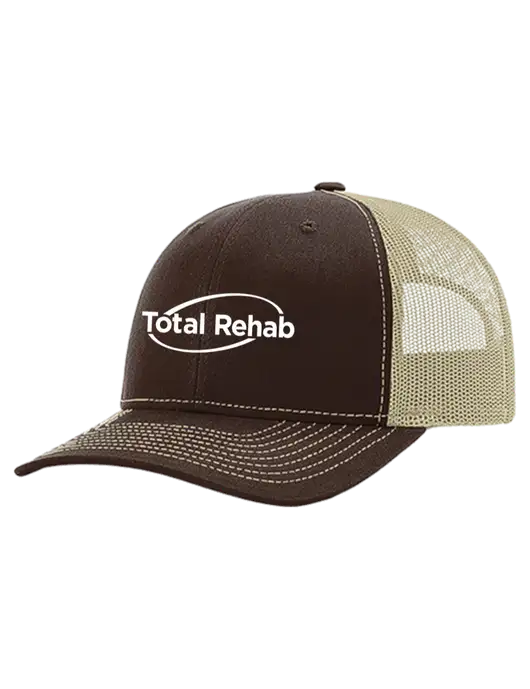 Richardson 112+ R-Flex Dark Brown Trucker Cap w/Tan Mesh w/Total Rehab Logo