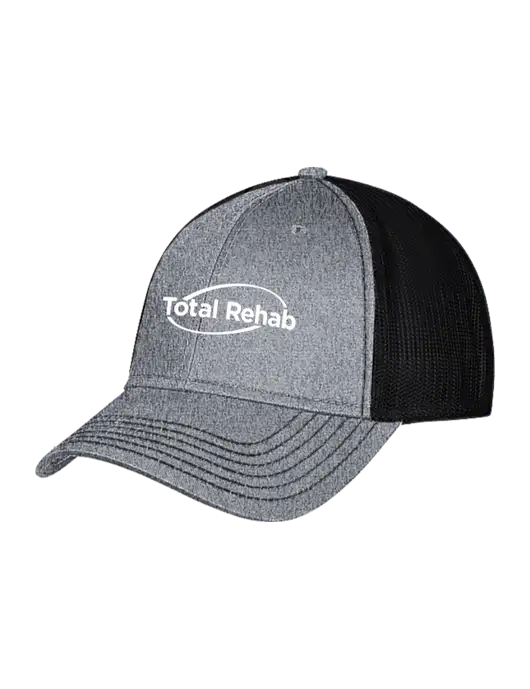 Medium Grey Heather/Black Mesh Trucker Cap Snap Back w/Total Rehab Logo
